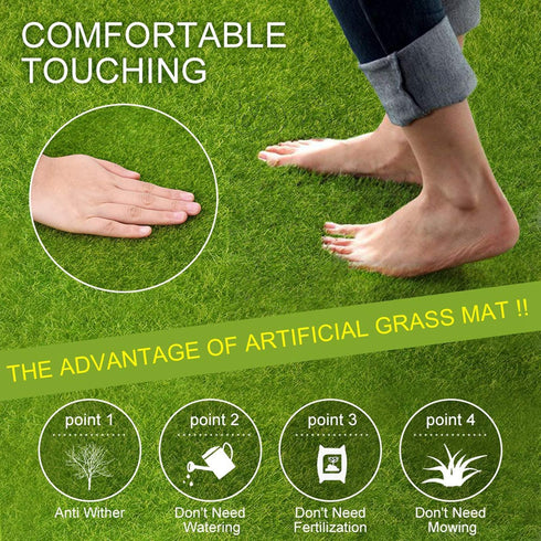 Oumefar Synthetic Artificial Grass Mat, Green Non-Woven Fabric Fake Turf Rug for Pets, 30 * 30cm