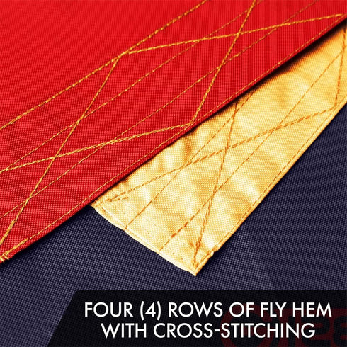 G128 5x8 420D Grommets, Bennington Tea-Stained Flag | Ft | Embroidered Polyester - Embroidered Stars, Sewn Stripes