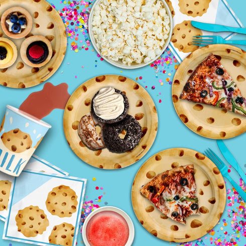 Milk and Cookies Birthday Party Supplies Set - Plates, Napkins, Cups Tableware Kit for 16 Guests