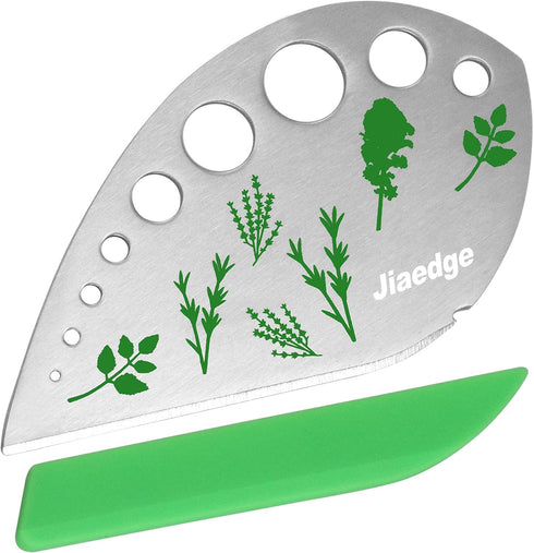 Herb Stripper, Jiaedge Green 9 holes Stainless Steel Kitchen Herbs Leaf Stripping Tool for Kale, Collard Greens, Thyme,