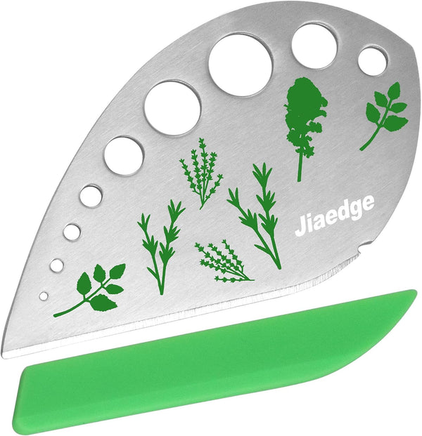 Herb Stripper, Jiaedge Green 9 holes Stainless Steel Kitchen Herbs Leaf Stripping Tool for Kale, Collard Greens, Thyme,