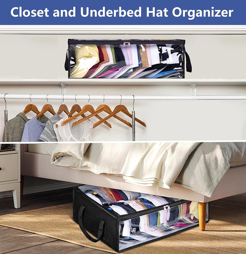 AOODA Large Capacity Hat Organizer for Baseball Caps, Holds up to 40 Hats, Black