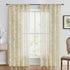 FMFUNCTEX Linen Sheer Curtains, 84 Inches Long, Cream Blossom Floral Print, Light Filtering Linen Blend, 2 Panels