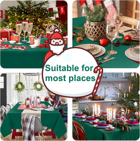 Hiasan Square Tablecloth - Waterproof Washable Polyester for Dining Room, Emerald Green, 54 x 54 Inch