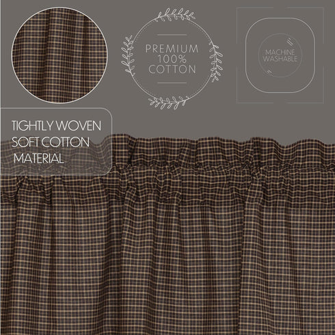 VHC Brands 7172 Kettle Grove Plaid Balloon Valance 15x60 Curtains, Country Black