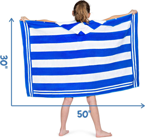 3-10 30"x50" 100% Premium Large Hooded Beach Towel for Kids Aged | Drawstring Carry Bag Included | Size | Classic