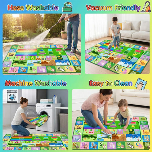 3x5ft Kids Educational Rug, Non-Slip Machine Washable ABC Alphabet Mat & Learning Carpet for Playroom Bedroom, Nursery