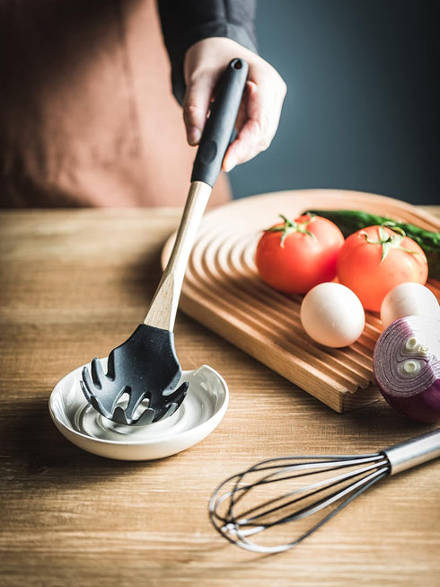 Ceramic Spoon Holder, White Spoon Rest for Stove Top, Utensil Holder for Spatula, Coffee Spoon, Kitchen Accessories