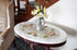 Embroidered Gold Daisy Fleur Latte Table Runner, Dresser Scarf, Coffee Table Doily (12.5Wx26L)