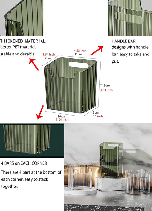 Set of 2 Wall Mounted Storage Organizer Bins, Stackable Clear Plastic Storage for Fridge, Kitchen, Bathroom