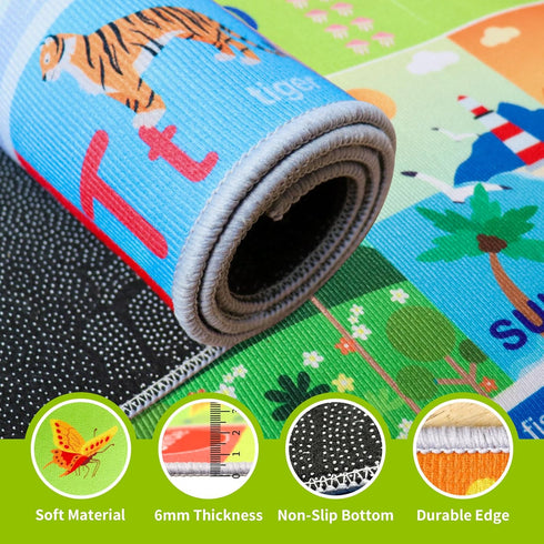 Room,Floor,Nursery(46ft /4872in) ABC Rug for Kids Playroom,Toddler Alphabet Mats Washable for Baby Area,Classroom,Play
