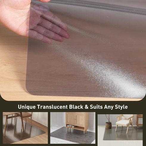 4'6' Area Floor Mat for Home, Translucent Black No Slip Waterproof Vinyl Area Rug for Hard Floor, Spill Resistant Floor