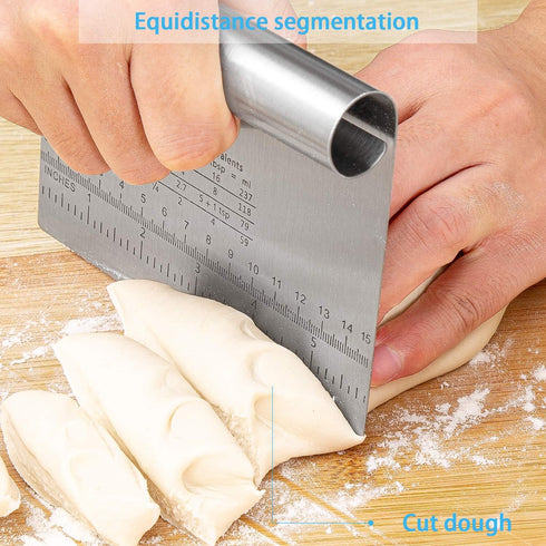 Pro Dough Pastry Scraper/Cutter, Stainless Steel Mirror Polished, 2PCS Multipurpose Cake and Pizza Cutter