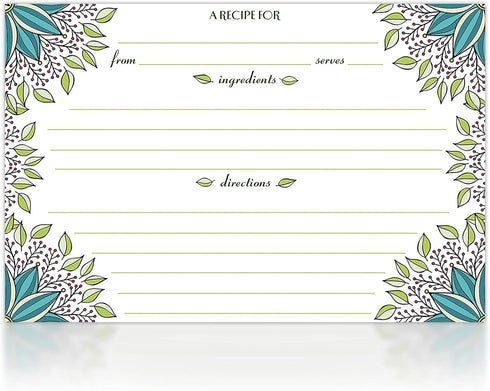 Meadowsweet Kitchens Recipe Card Set - 40 Double Sided 4 x 6 Inch Cards for Personalized Recipe Book