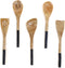 The Art Box Wooden Cooking Spoon Utensils Set of 5 - Kitchen Serving Tools Non-Stick Cookware, 12 Inch Wooden Fork,