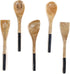 The Art Box Wooden Cooking Spoon Utensils Set of 5 - Kitchen Serving Tools Non-Stick Cookware, 12 Inch Wooden Fork,