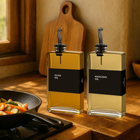 44 11.8 oz 4pcs, Spaceneat Olive Oil Dispenser Bottle - Includes Kitchen Essential Labels - Cooking Oil Bottles