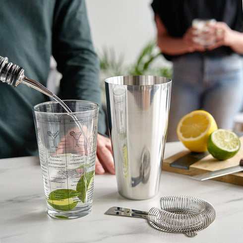 3-Piece Set 7 True Barware for Mixed Drinks and Cold Brew Cocktails, Includes Cocktail Shaker Tin, Cocktail Mixing