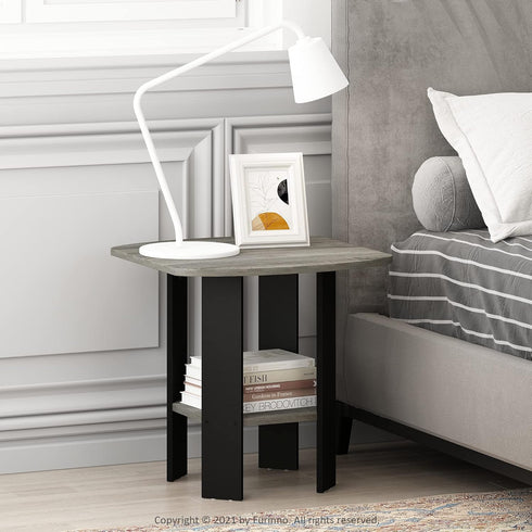 2-Tier Furinno SIMPLE DESIGN Side Table, Modern End Table with Soft Edges, Open Shelves Night Stand, Bedside Table