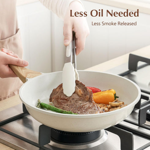 9.5 Inch SENSARTE Nonstick Ceramic Frying Pan Skillet with Lid, Omelet Pan, Healthy Non Toxic Chefs Pan, Induction