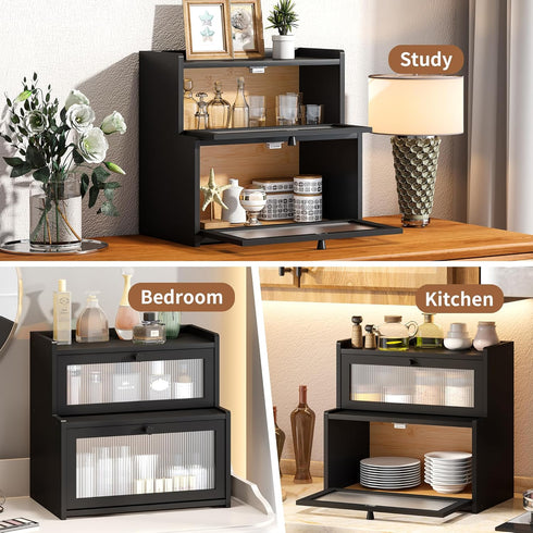 Countertop FILWH Bread Box for Kitchen Double Layer Large Corner Bread Box Capacity Bread Storage Bin Farmhouse