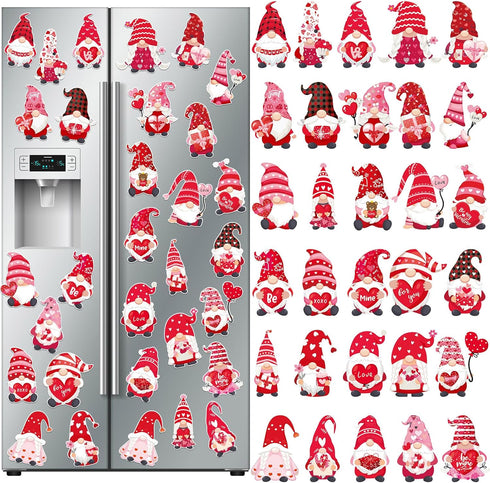 Hoteam 30 Pcs Valentine's Day Garage Door Magnets, Gnome Heart Love Refrigerator Magnetic Stickers for Decoration