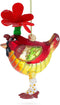 Glass Christmas Ornament, Hen Adorned with a Hat