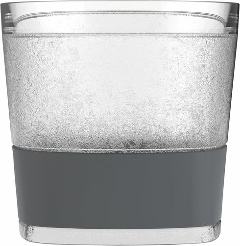 Host Freeze Cooling Cups Set of 2, Old Fashioned Glass with Silicone Band for Whiskey Gifts, Grey