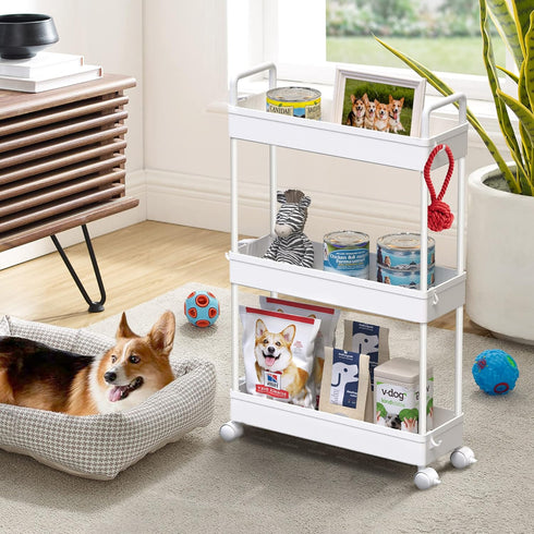 3 SOLEJAZZ Slim Rolling Storage Cart with Wheels Tier Skinny Bathroom Storage Organizer Thin Laundry Room Utility Cart