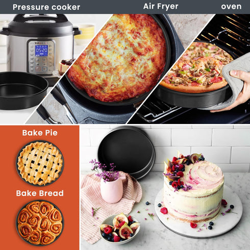 RFAQK 6-Inch Round Cake Pan Set of 4 with 60 Parchment Papers, Nonstick Baking Pans, Dishwasher Safe