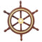 Nagina International 4" Small Rosewood Crafted Brass Ring Ship Wheel, Nautical Decor Steering Wheel