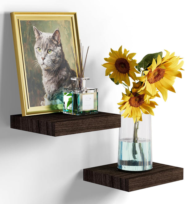 QsQueen Floating Shelves for Wall Solid Wood Square Design Wall Shelf with
