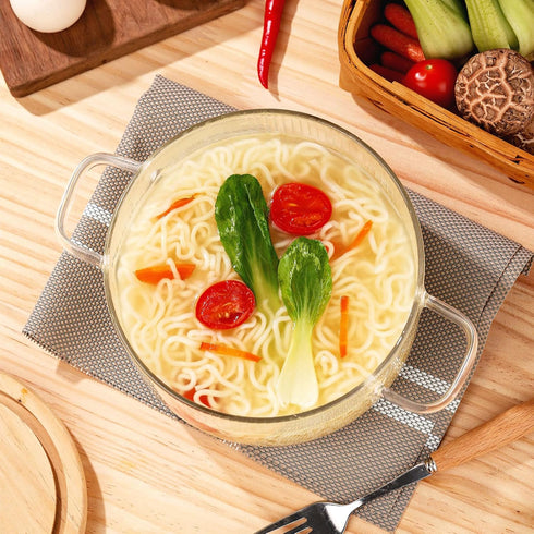WHJY 56oz Small Glass Cooking Pot with Lid, Heat Resistant Borosilicate Glass Simmer Pot, Soup Pot