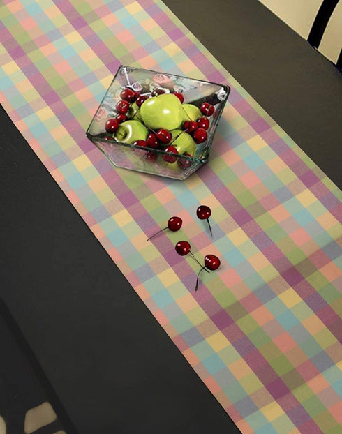 Urban Villa Easter Table Runner - 100% Cotton Fused Table Runner, Easter Special Buffalo Check 14" x 72''