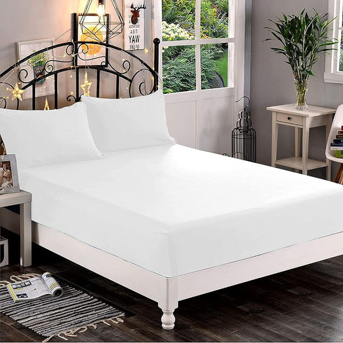 Elegant Comfort 1500 Premium Hotel Quality 1-Piece Fitted Sheet, Soft Microfiber, Deep Pocket up to 16 inch, King, White