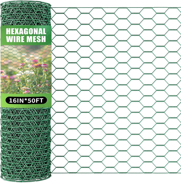 Bittesnew 16 x 600 Inches Chicken Wire for Floral Arrangements, Green Chicken Wire,