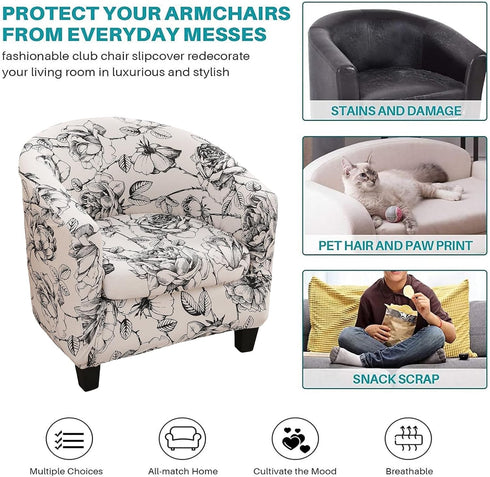 2 14 NILUOH Club Chair Slipcover Piece Stretch Barrel Chair Covers Printed Tub Chair Slipcovers Soft Accent Armchair