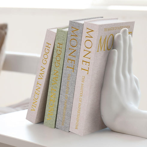 Set 2, Decorative Book Storage Box of Stylish Decorative Books, Linen Faux Book Storage Box for Bookshelf, Coffee