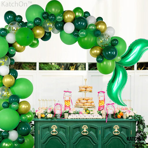 KatchOn Mermaid Tail Balloon - 25 Inch, Pack of 6 | Foil Curve Balloon for Garland | Green Mermaid Birthday Decorations