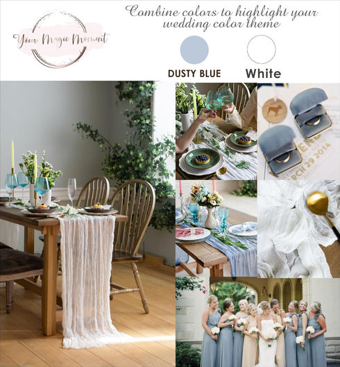 White Gauze Table Runner - Cotton Wedding Decorations Rustic Cheesecloth Fabric Bulk for Boho Party Décor