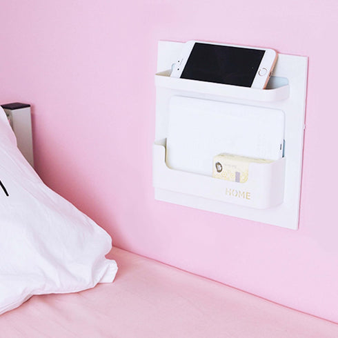 Bedside Shelf Accessories Organizer - Wall Mount Self Stick On for Glasses, Remote, Earphone, Cell Phone Charger,