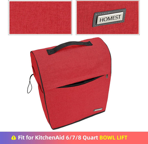 HOMEST Stand Mixer Cover Compatible with KitchenAid 6/7/8 Quart Bowl Lift, Dust Cover with Zipper Pocket