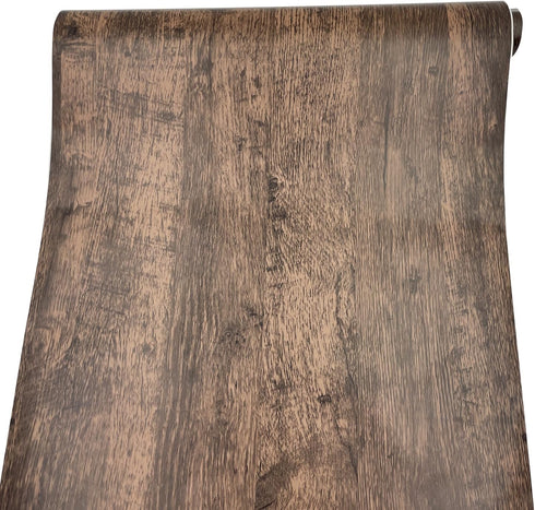Yifely Retro Brown Wood Grain Self-Adhesive PVC Shelf Drawer Liner Sticker 17.7 Inch by 9.8 Feet