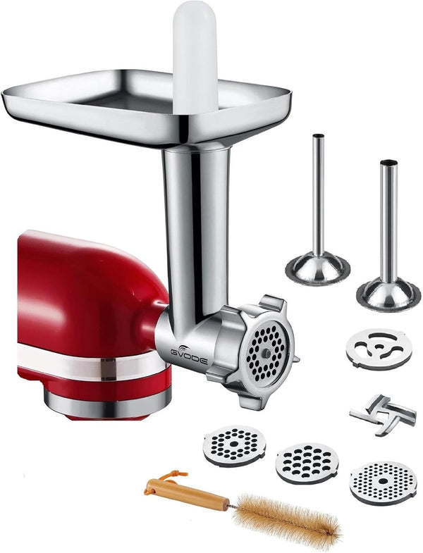 GVODE Meat Grinder Attachment for Kitchenaid Stand Mixer, Includes 4 Grinding Plates, 3 Sausage Tubes, 2 Blades
