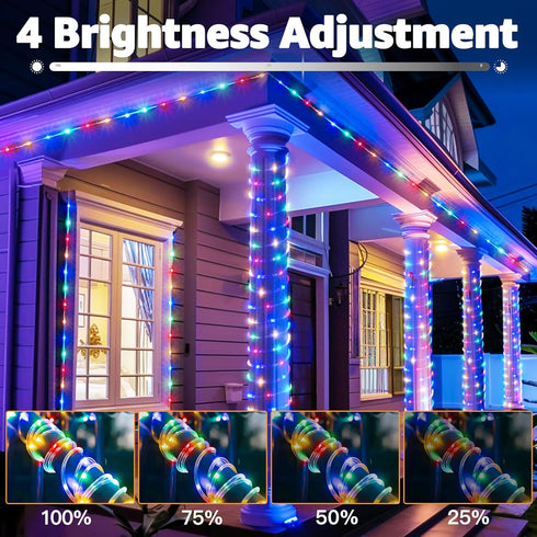 50ft 8 IP68Waterproof LED Rope Lights Outdoor, String Lights with Remote, Modes Timer Fairys Lights for Indoor Bedroom