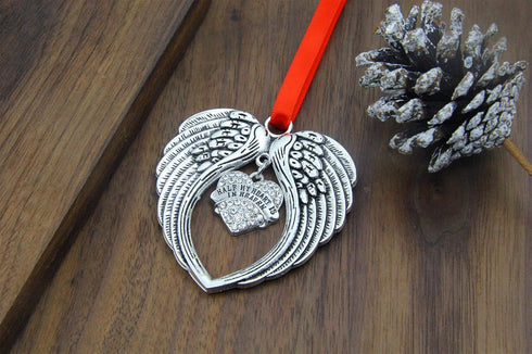 JUPPE Sympathy Gifts, Memorial Gifts for Loss of Loved One, Angel Wings Christmas Tree Ornament, Half of My Heart is in