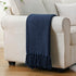 BATTILO HOME Navy Blue Throw Blanket - Knitted 50'' x 60'' Super Soft Warm Navy Throws for Couch