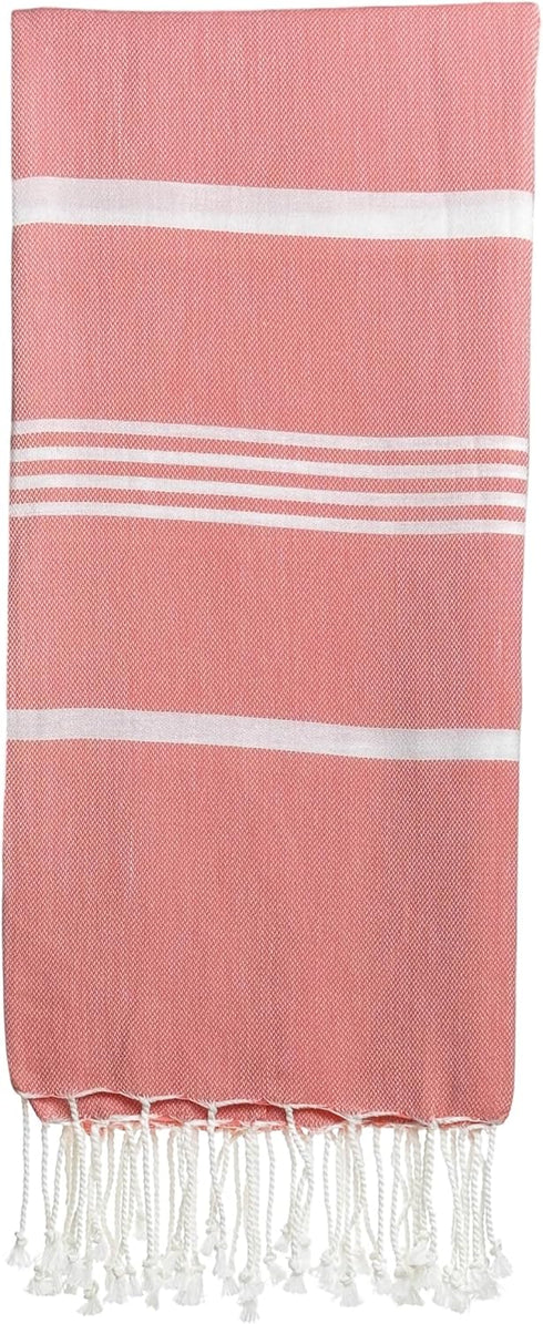 Beach Towel, 100% Cotton Turkish, Adult 38x70 Inch, Quick Dry, Sand Free, Lightweight, Coral Quartz