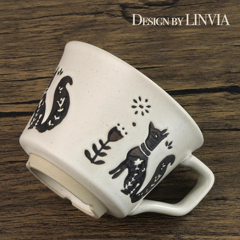 12oz Novelty Ceramic Coffee Mug with Large Handle, Unique Stoneware Cup for Tea and Coffee (1 Pack, Fox)