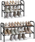 SONGMICS Expandable Shoe Rack, 2 Tier Shoe Rack Shelf, Adjustable Shoe Organizer